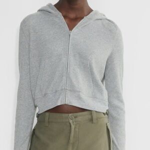 grey Aritzia waffle zip up